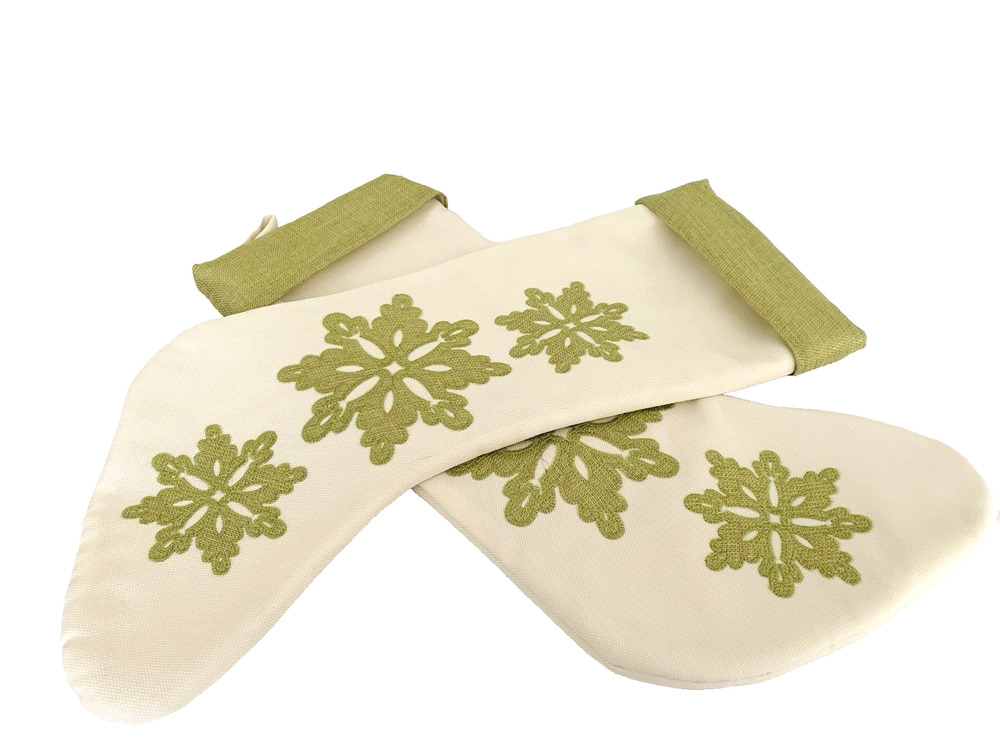 St Nicks Choice Christmas Stockings Set of 2 Green Snowflake